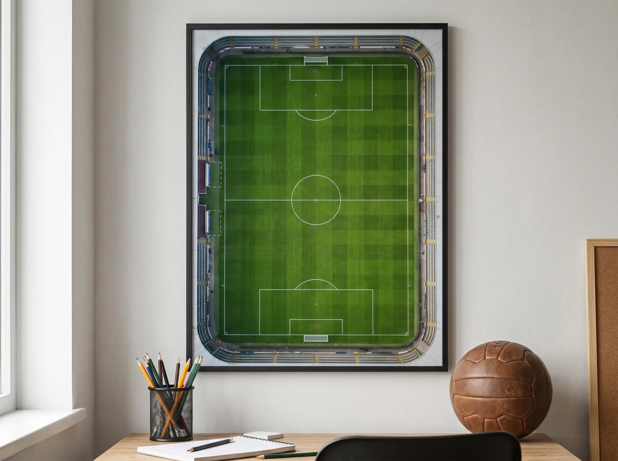 Poster terrain de foot vue aérienne: la déco qui transforme