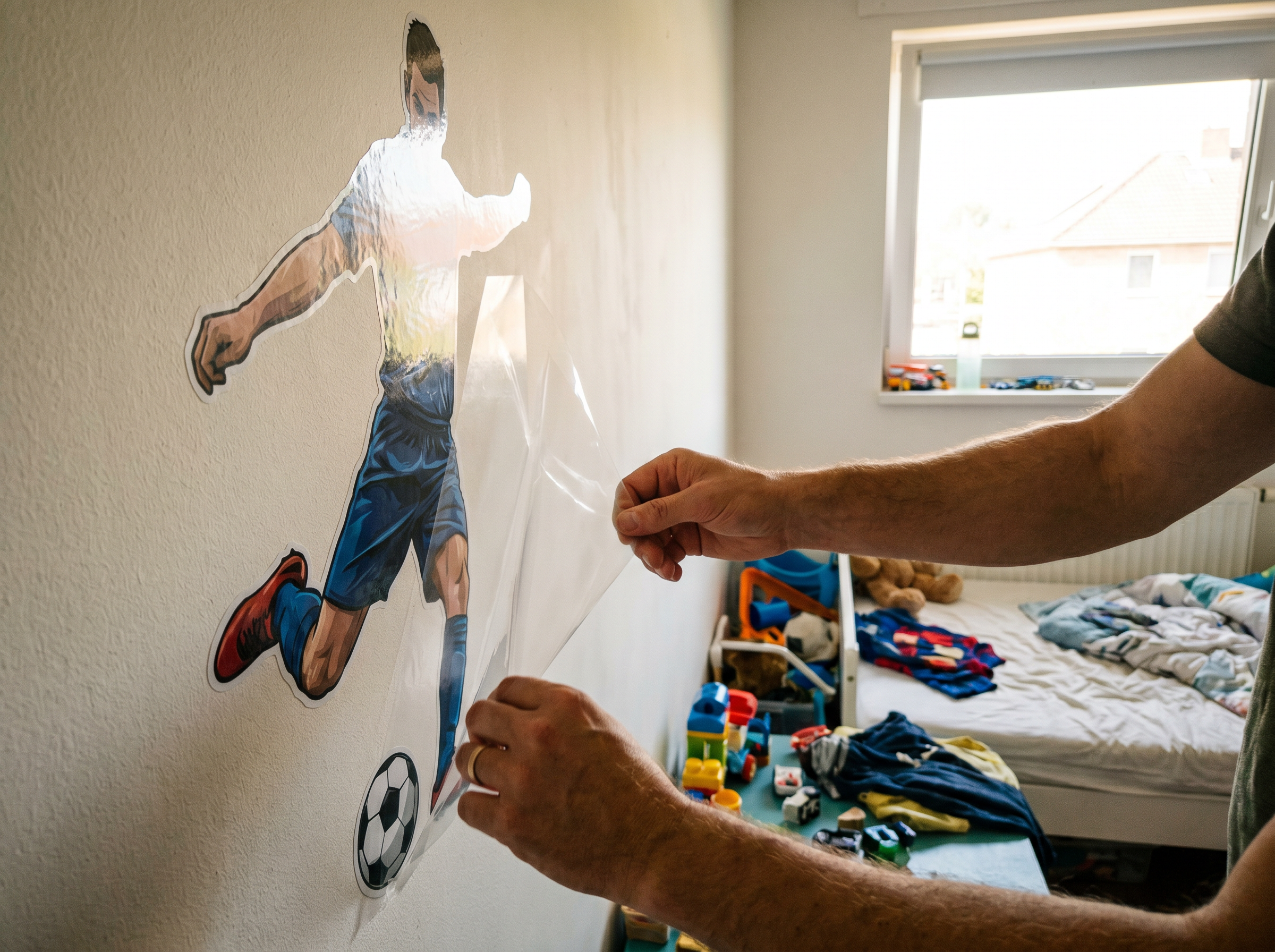 Sticker mural foot pour chambre d'enfant : un mur terrain en une après-midi