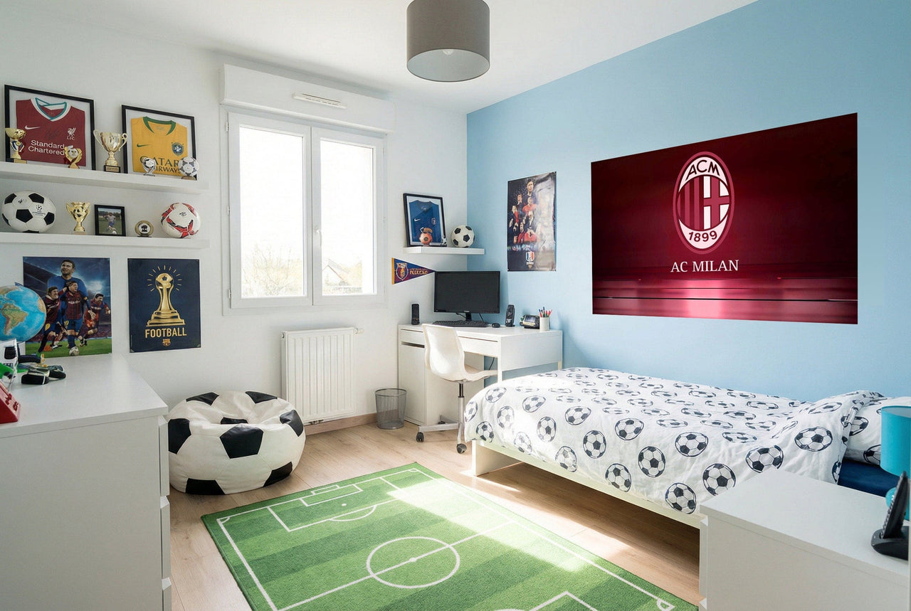 Papier peint ac milan avec logo blanc sur fond rouge pour une décoration milan football unique