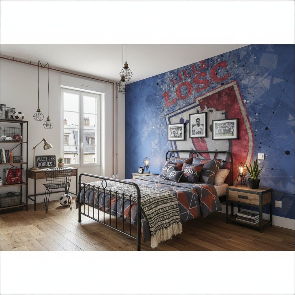 Visualisation papier peint foot Lille logo football decoration