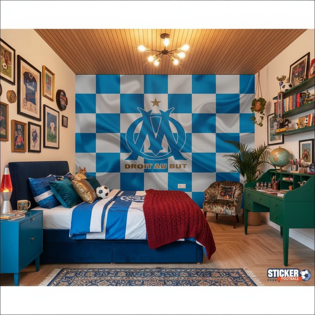 Visualisation papier peint football Olympique Marseille effet drapeau