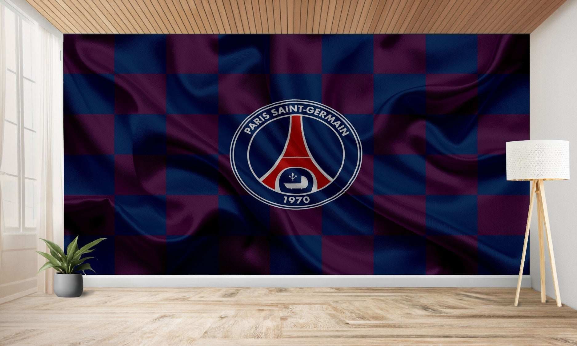Chambre avec papier peint Paris Saint-Germain.