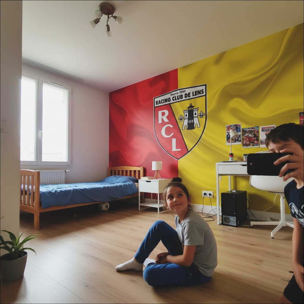 Visualisation papier peint football RC Lens deco foot effet