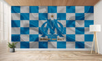 papier peint football Olympique Marseille effet drapeau - Vignette | stickers foot
