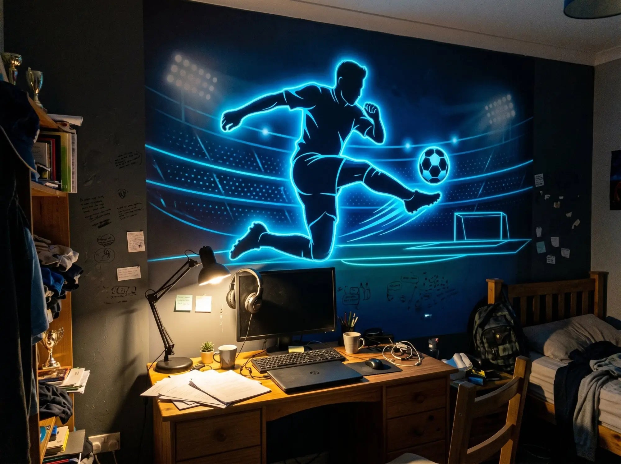 Idée papier peint chambre ado fan de foot: transformer