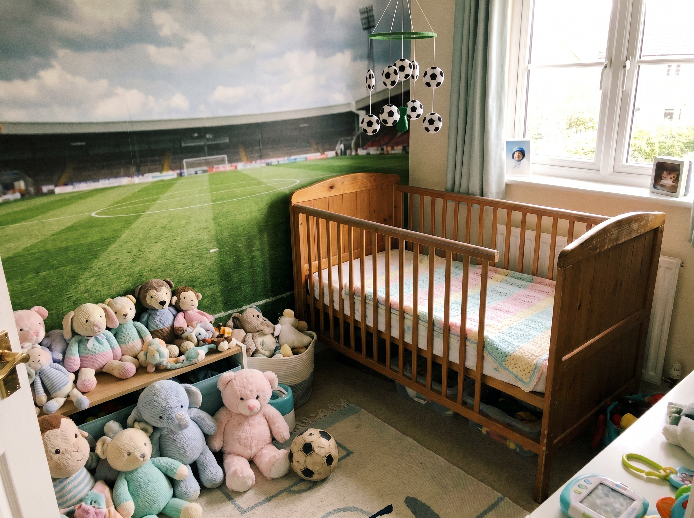 Papier peint chambre bébé thème football : une déco douce qui grandit avec lui