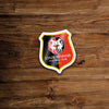 Etiqueta engomada del logotipo de fútbol de renos
