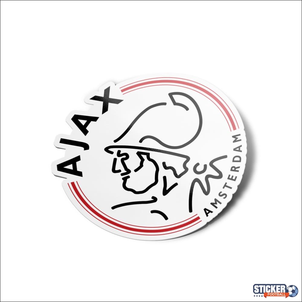 Autocollant circulaire blanc avec une bordure rouge et un dessin noir d’un homme portant un casque.