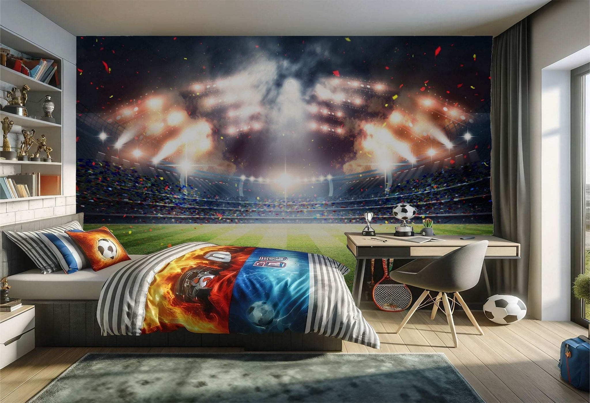Chambre à coucher sur le thème du football.