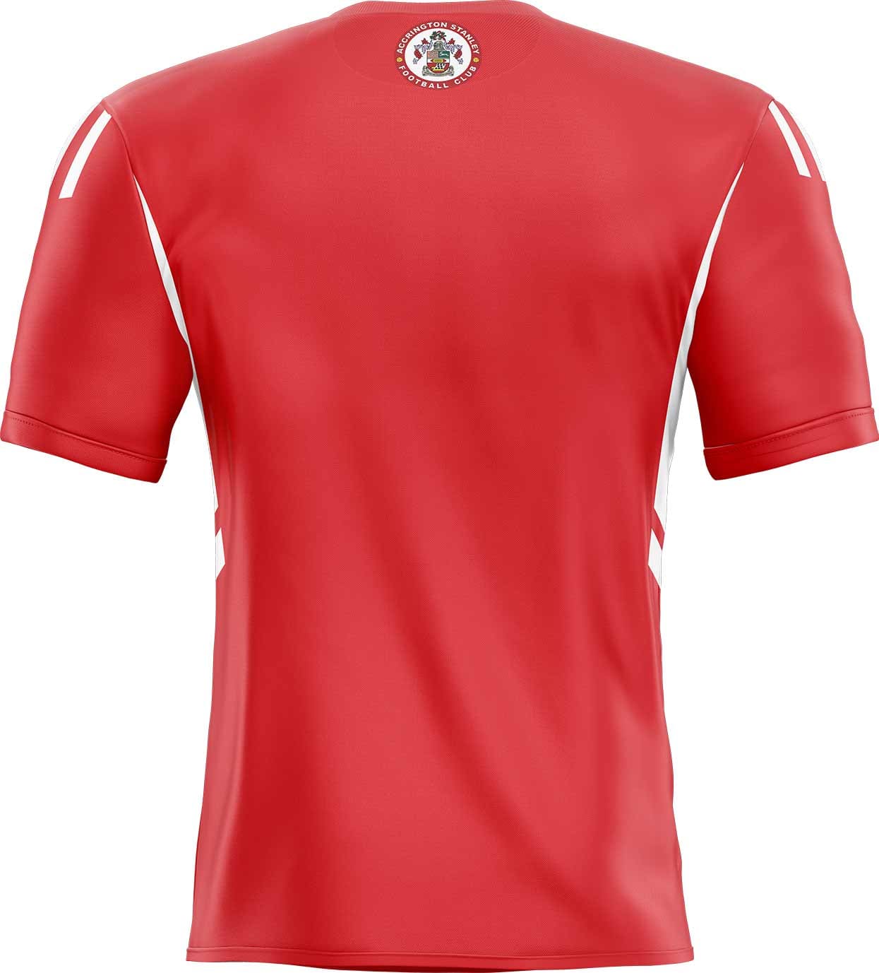 Déco sticker foot 2023 accrington maillot athlétique rouge manches courtes rayures blanches et écusson circulaire