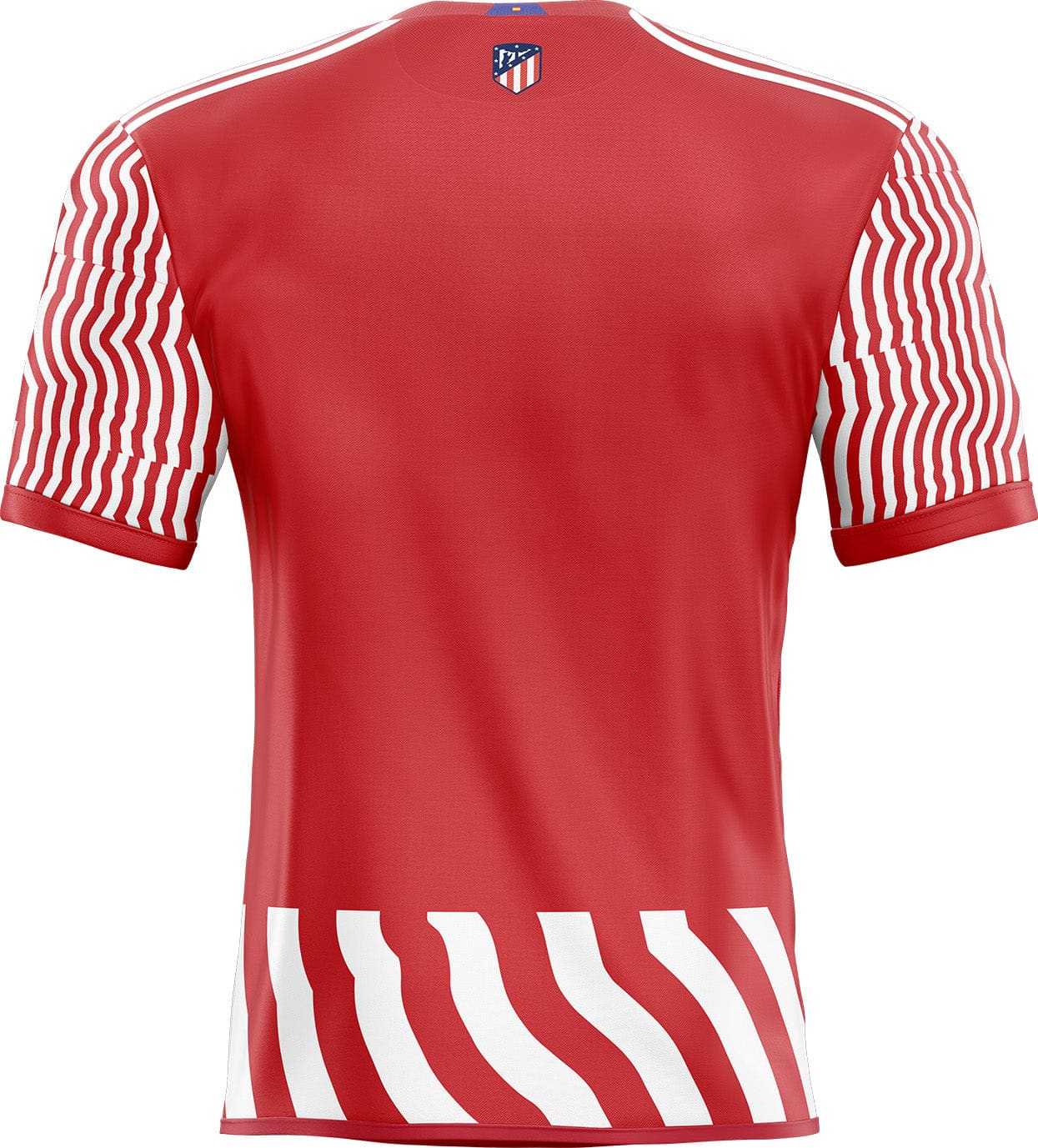 Déco sticker maillot atlético madrid rouge avec rayures blanches ondulées papier peint football élégant