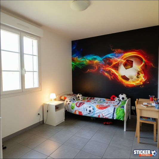 Visualisation Papier Peint Ballon en Feu - Passion Soccer