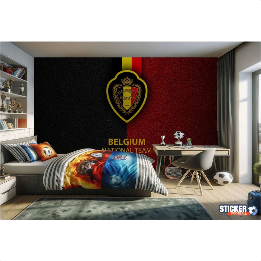 Une chambre d’enfant sur le thème de l’équipe nationale belge.
