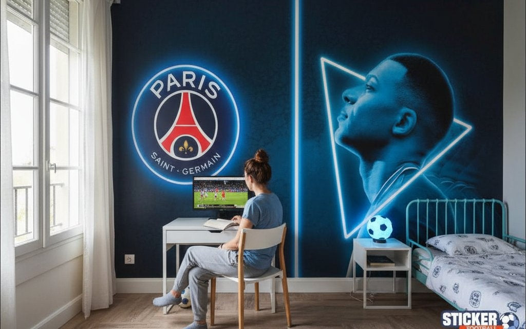 Visualisation Papier peint foot Paris st Germain - MBAPPE effet neon