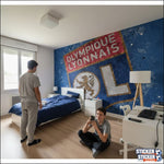 papier peint football Olympique Lyon decoration - Vignette | stickers foot