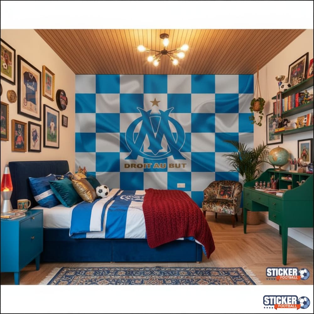 Visualisation papier peint football Olympique Marseille effet drapeau