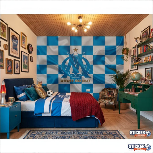 Visualisation papier peint football Olympique Marseille effet drapeau