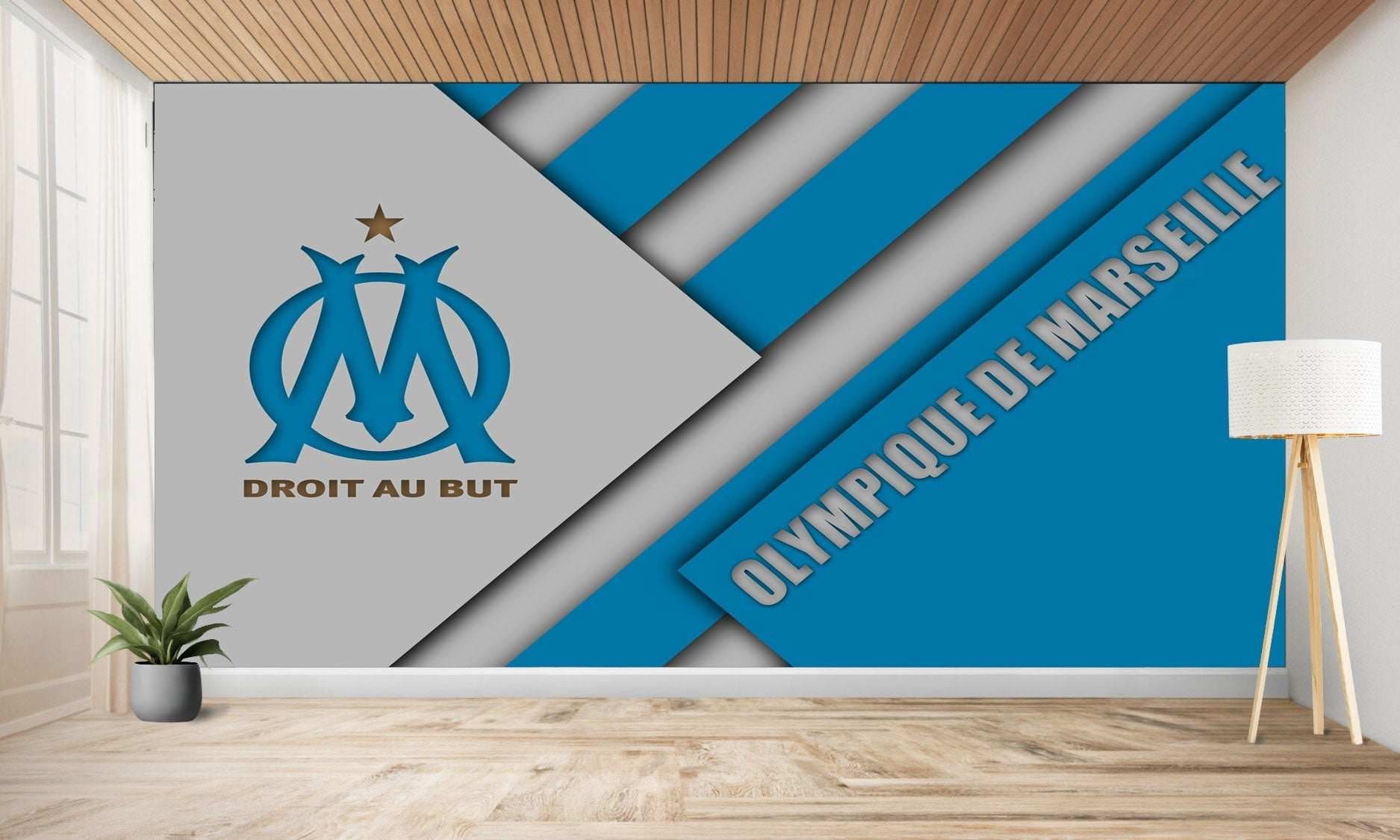 Peinture murale sur le thème de l’Olympique de Marseille.
