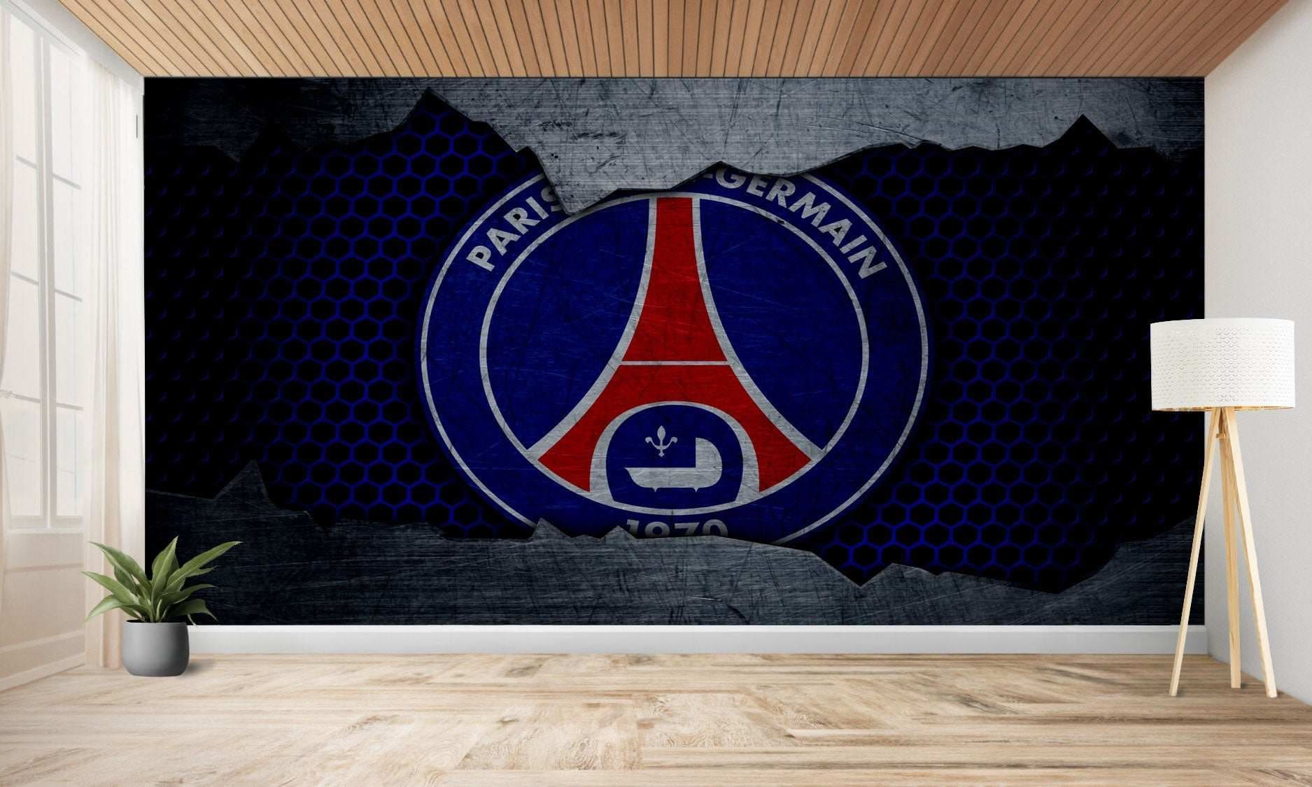 Peinture murale du logo du Paris Saint-Germain.