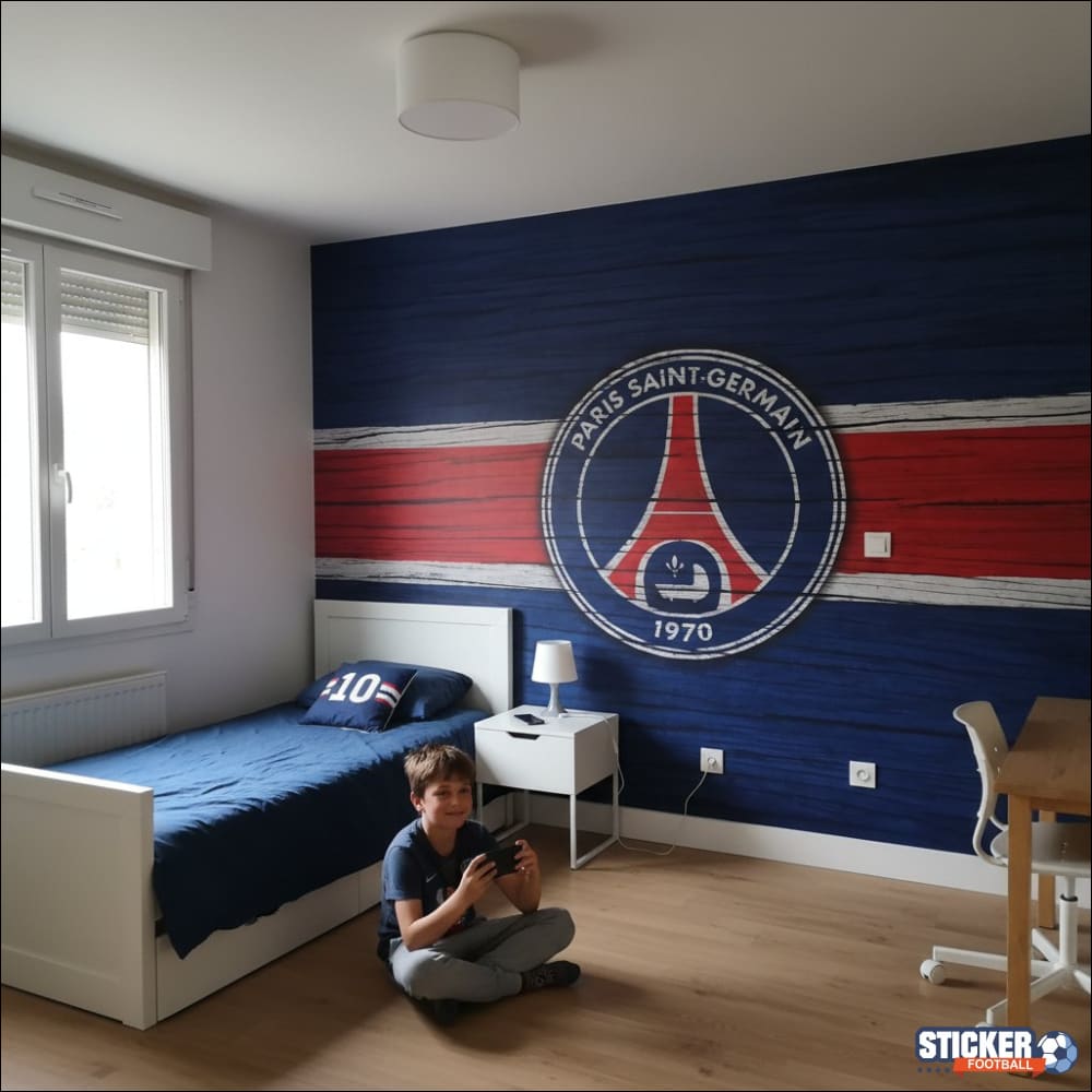 Visualisation papier peint football PSG France_ psg deco effet bois
