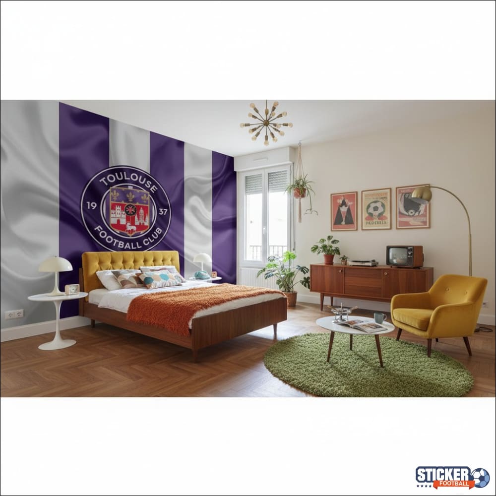 Visualisation papier peint football Toulouse drapeau effet deco