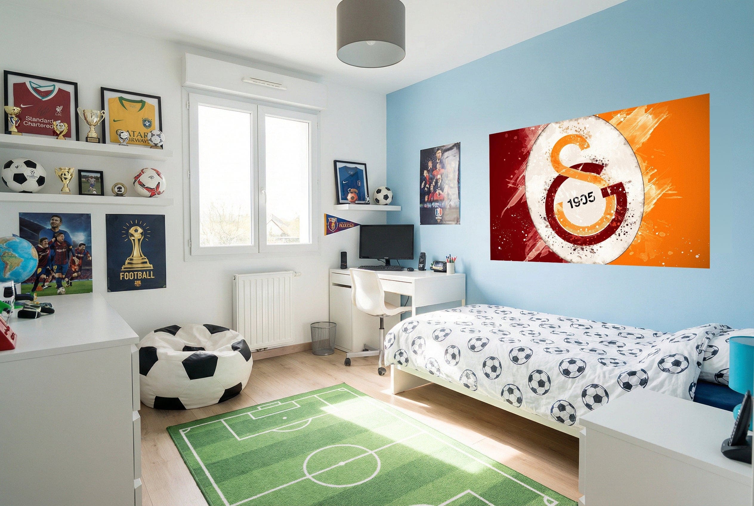Papier peint galatasaray vibrant orange et blanc avec logo et date 1905 idéal pour déco football