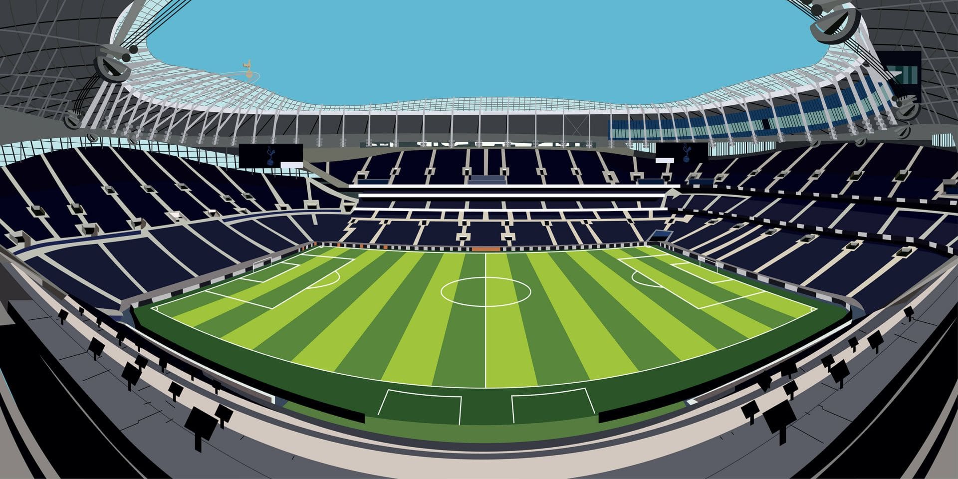 Terrain de football vert avec des rayures blanches, matériau de gazon synthétique.