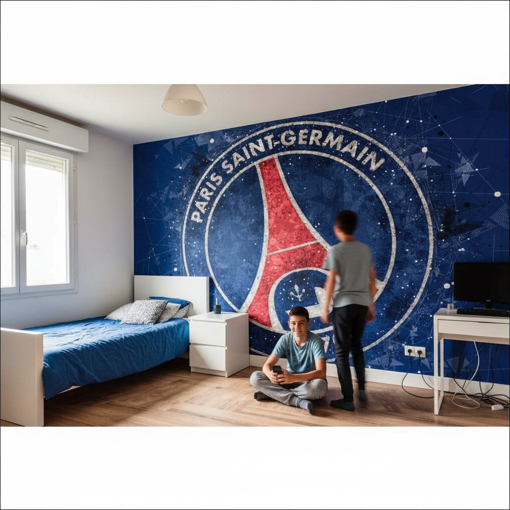 Visualisation Papier peint football Paris Saint Germain sur mesure - Logo PSG