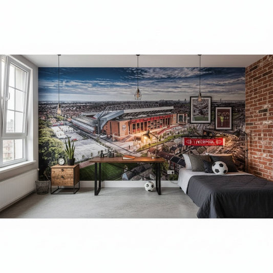 Visualisation papier peint foot Anfield Liverpool stade deco