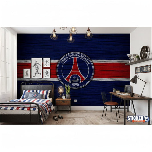 Visualisation papier peint football PSG France_ psg deco effet bois