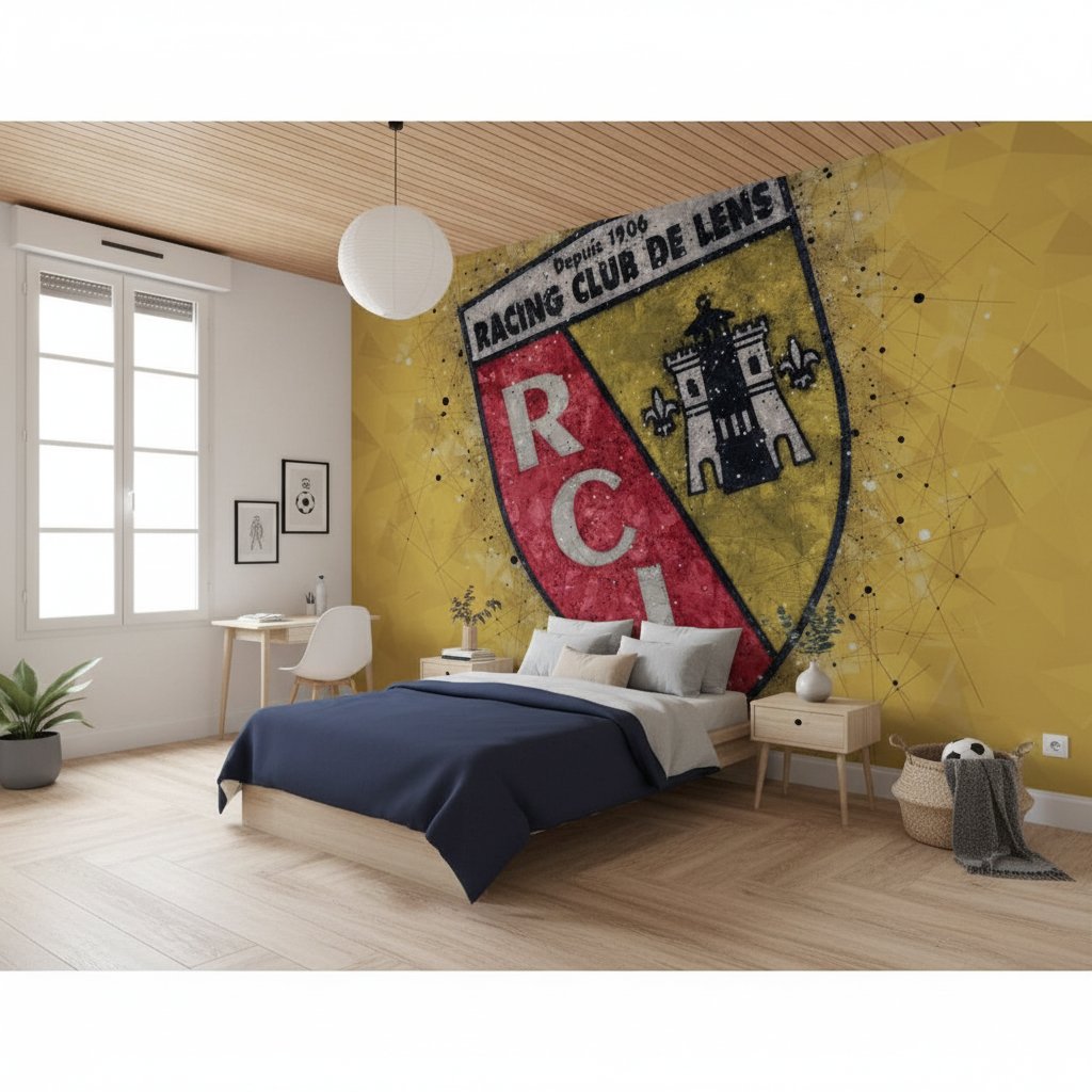 Visualisation papier peint football RC Lens logo deco