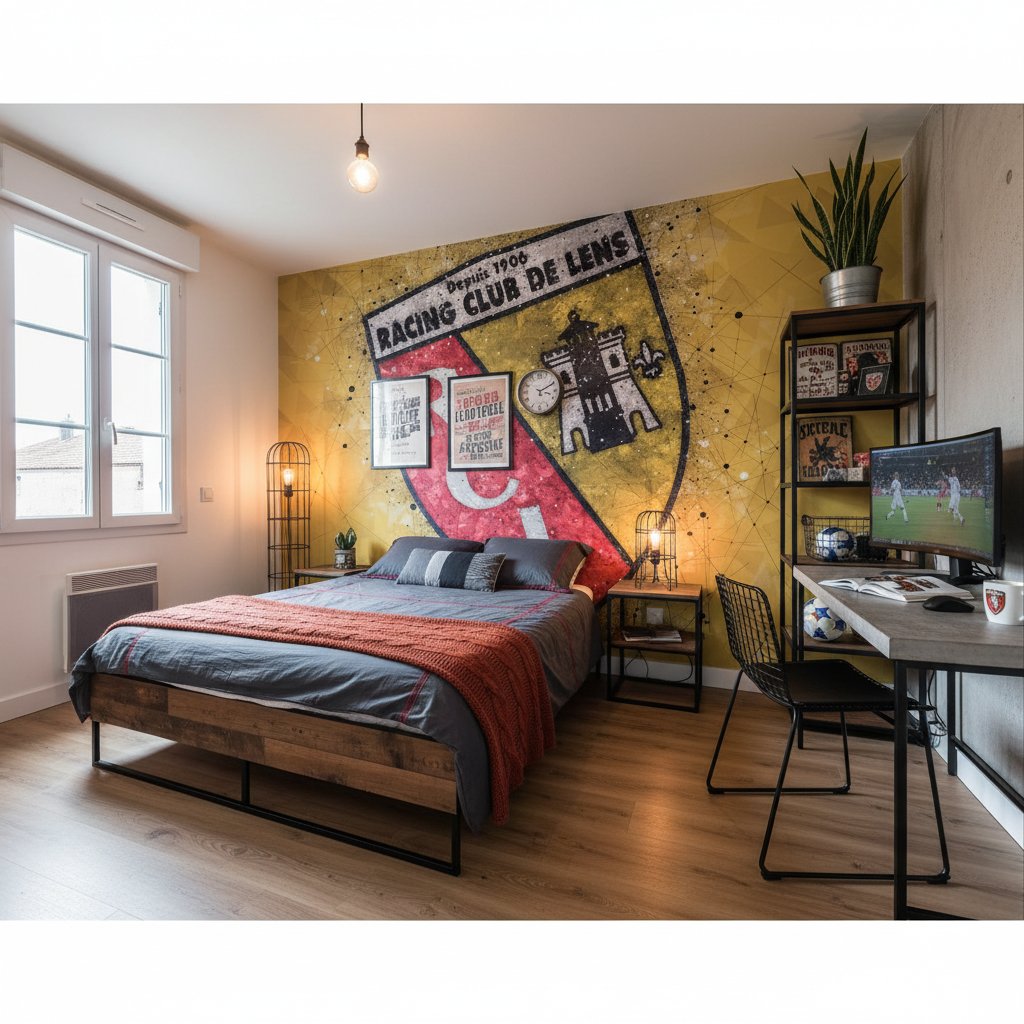 Visualisation papier peint football RC Lens logo deco