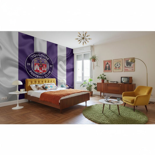 Visualisation papier peint football Toulouse drapeau effet deco