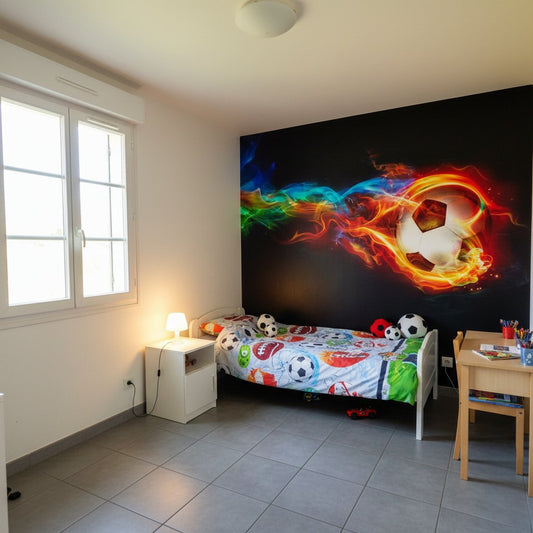 Visualisation Papier Peint Ballon en Feu - Passion Soccer