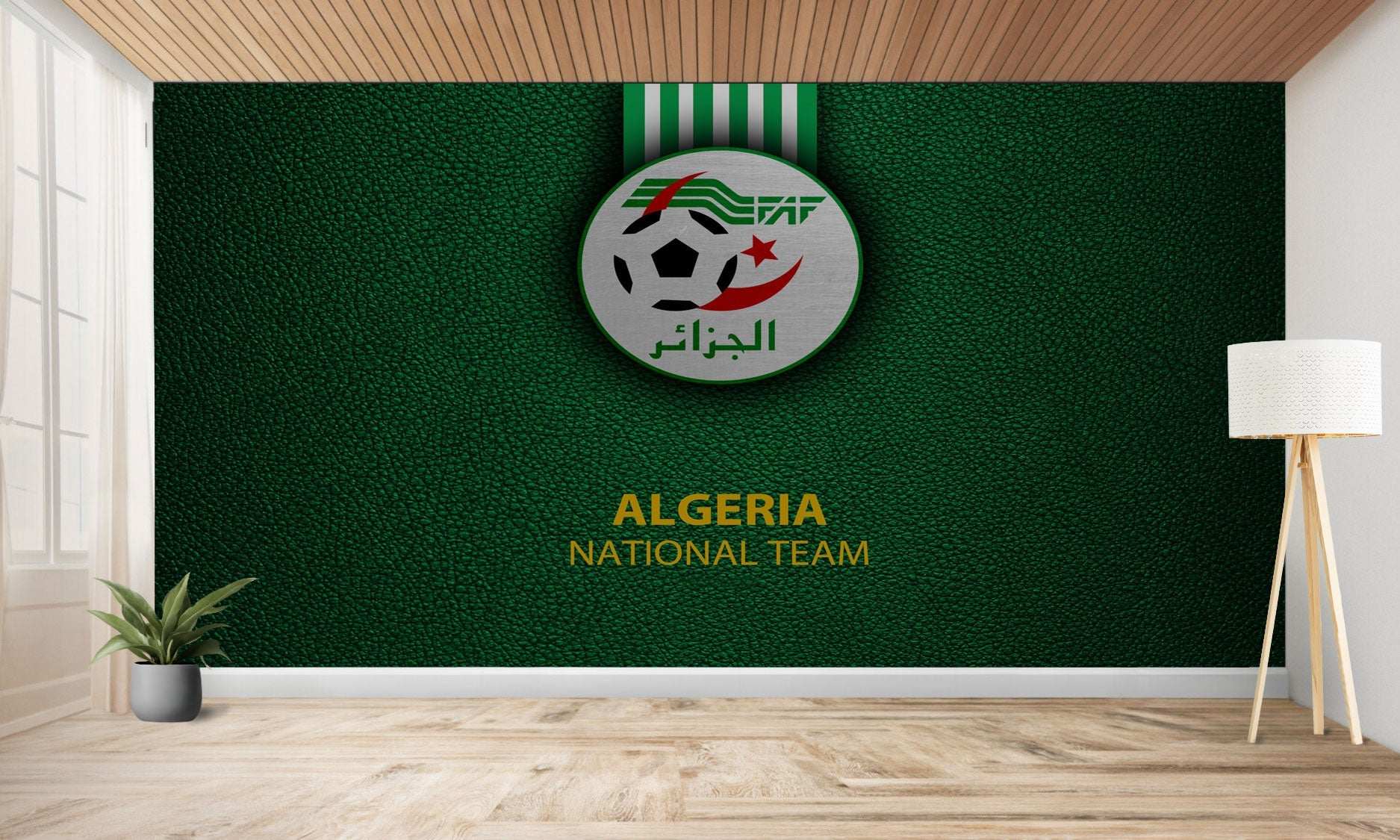 Mur vert avec logo de l’équipe nationale d’Algérie