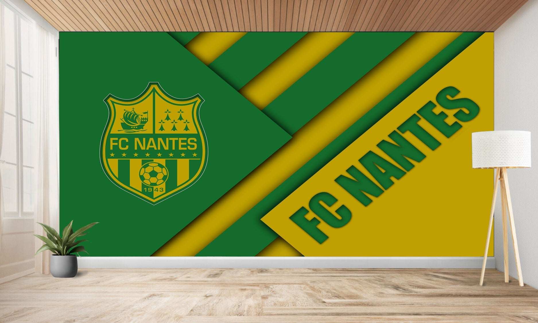 Peinture murale sur le thème du FC Nantes.