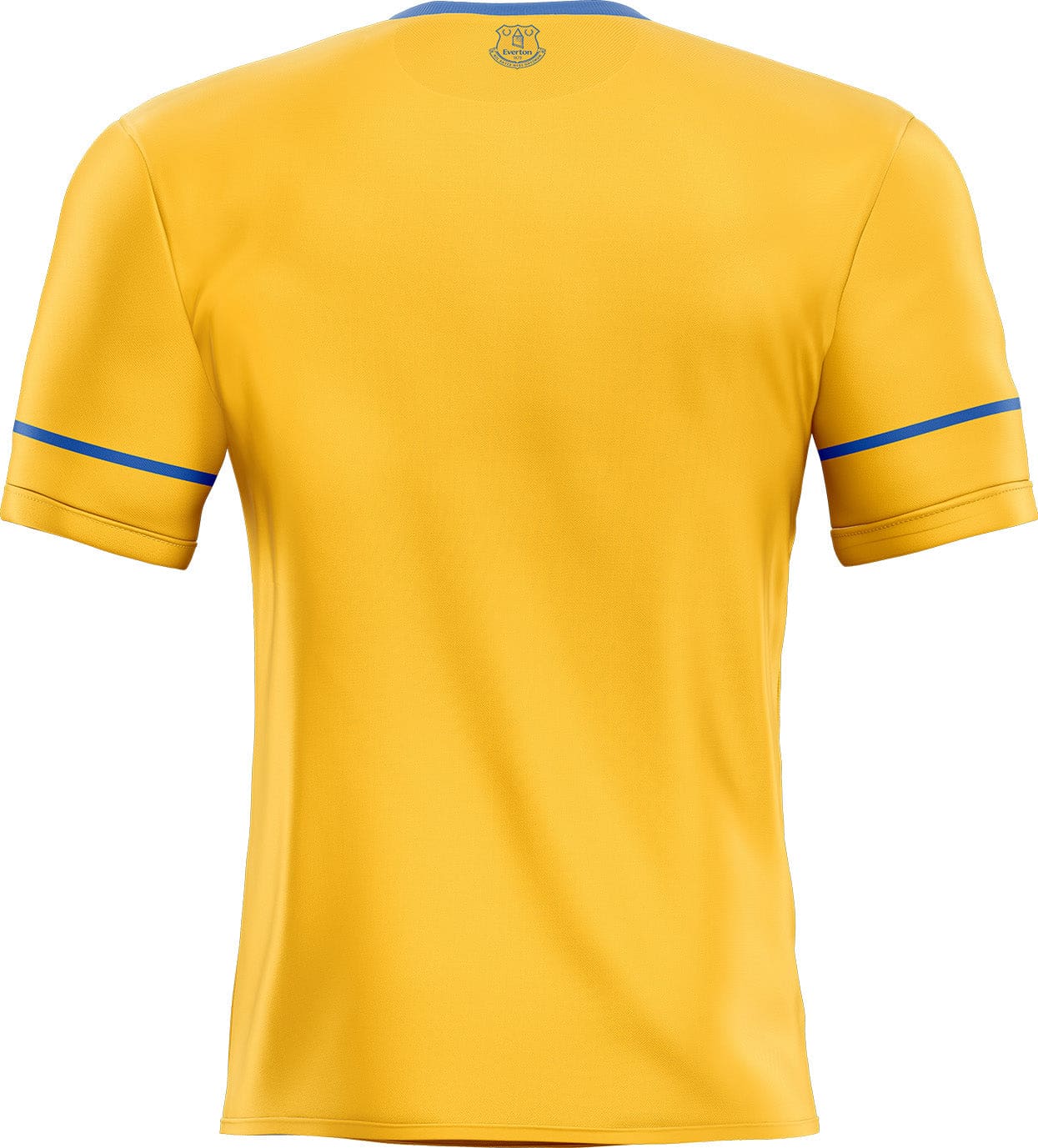 Sticker maillot everton jaune à manches courtes avec bordure bleue et écusson brodé au dos du col