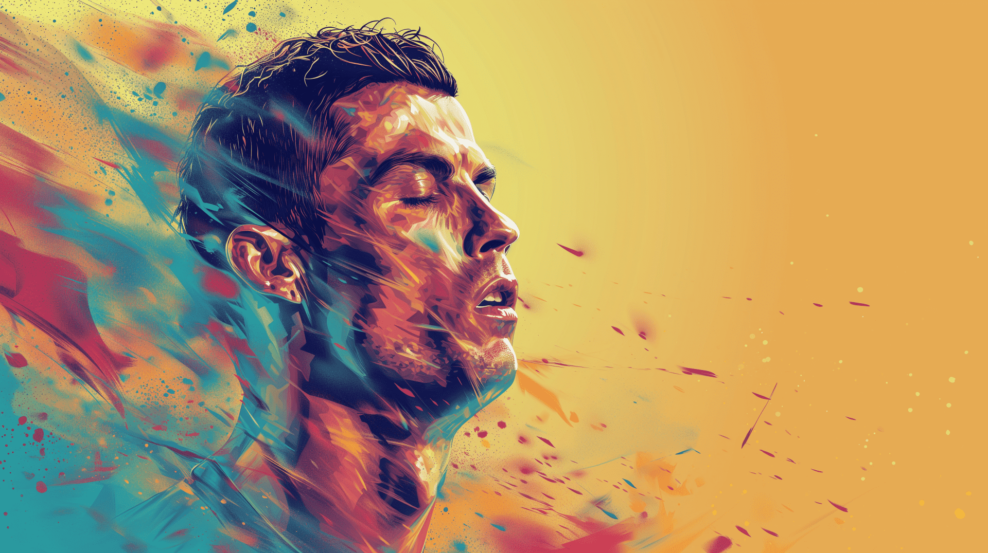 Portrait coloré de Cristiano Ronaldo.