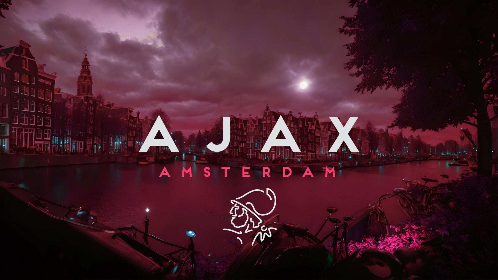 Scène du canal d’Amsterdam avec le logo de l’Ajax.