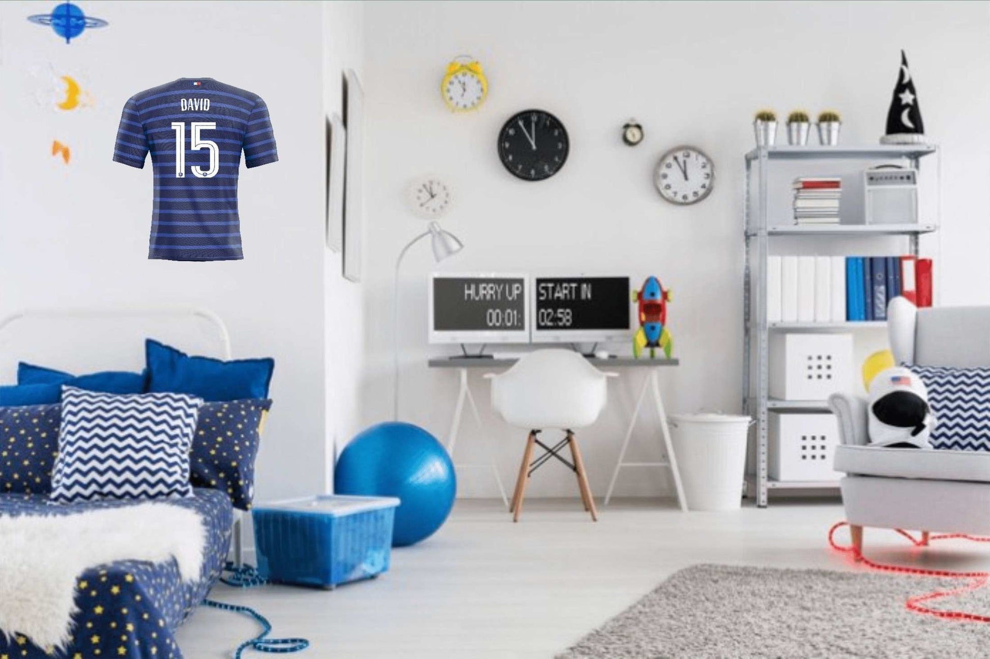 Sticker maillot foot cadeau pour enfant Equipe de France Déco sticker foot - FRANCE 2021 Personnalisé stickers foot