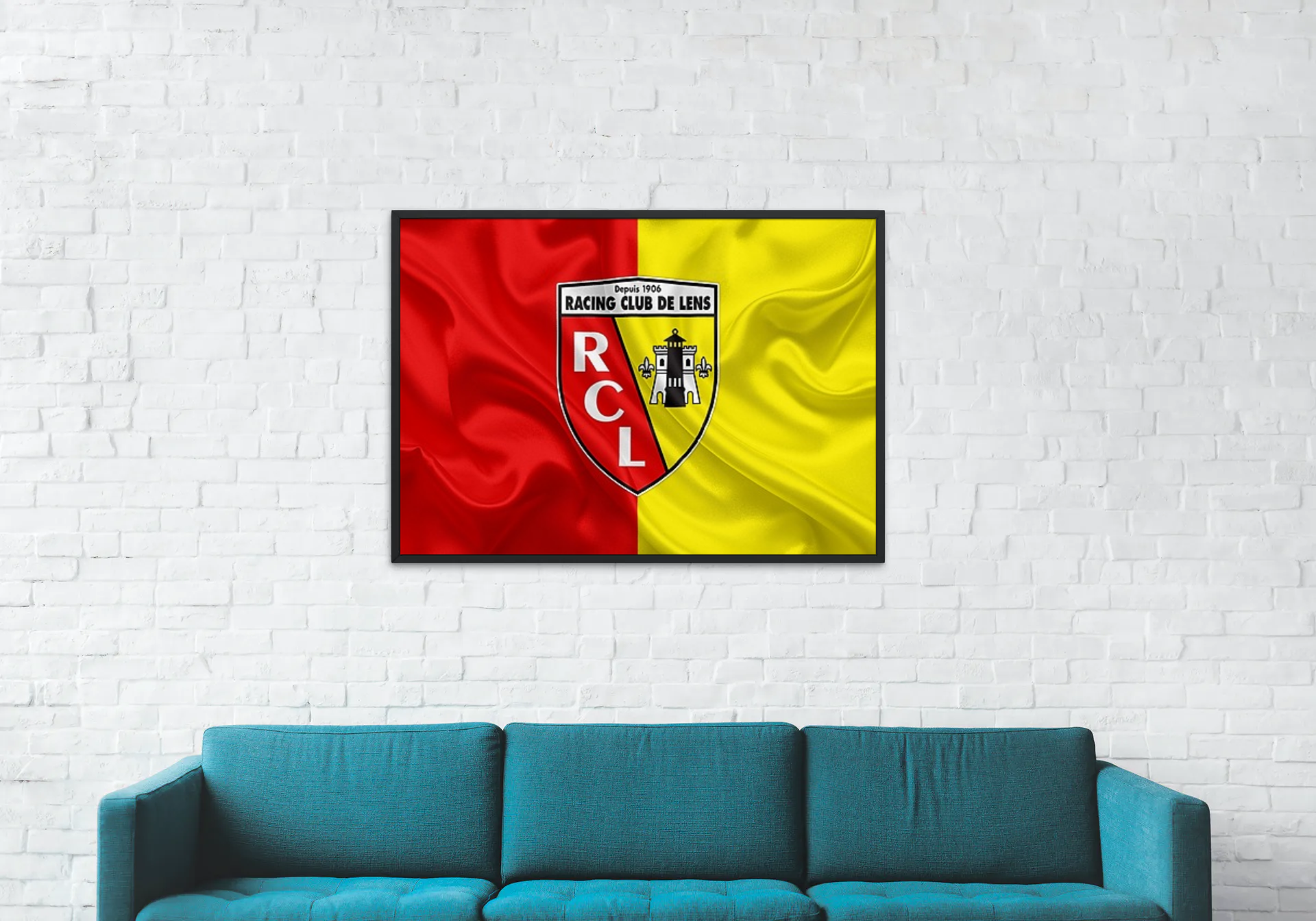 Déco mural football drapeau RC Lens tableau