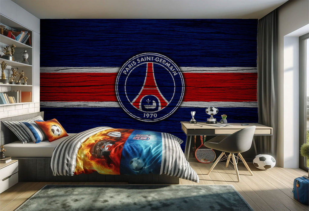 papier peint football PSG France_ psg deco effet bois